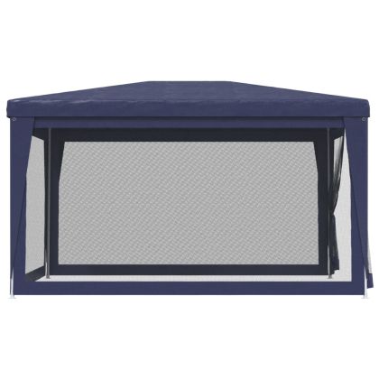 Парти палатка с 4 мрежести странични стени, синя, 3x4 м, HDPE