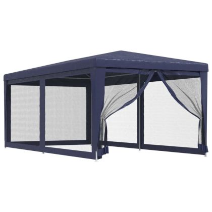 Парти палатка с 6 мрежести странични стени, синя, 3x6 м, HDPE
