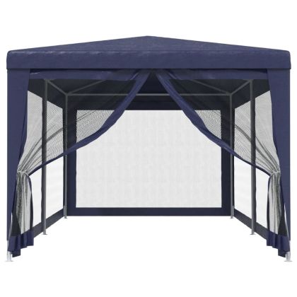 Парти палатка с 6 мрежести странични стени, синя, 3x6 м, HDPE