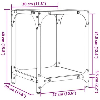 Маси за кафе с прозрачен стъклен плот 2 бр 30x30x40 см стомана