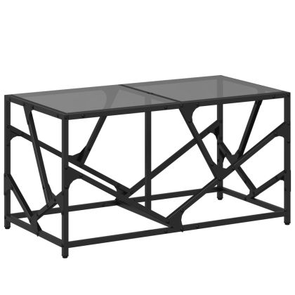 Маса за кафе с черен стъклен плот 78,5x40x41 см стомана