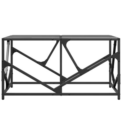 Маса за кафе с черен стъклен плот 78,5x40x41 см стомана
