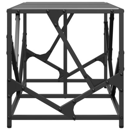 Маса за кафе с черен стъклен плот 78,5x40x41 см стомана