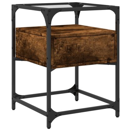 Нощни шкафчета 2 бр опушен дъб 40x40x55 см инженерно дърво