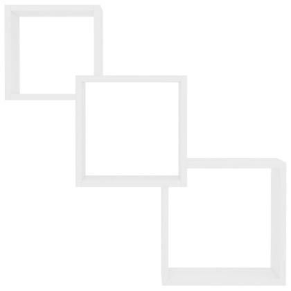 Квадратни стенни рафтове, бели, 68x15x68 см, инженерно дърво