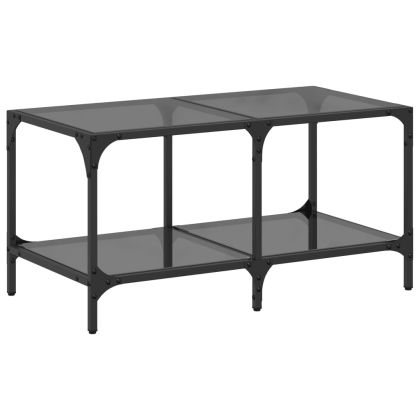 Маса за кафе с черен стъклен плот 78,5x40x40 см стомана