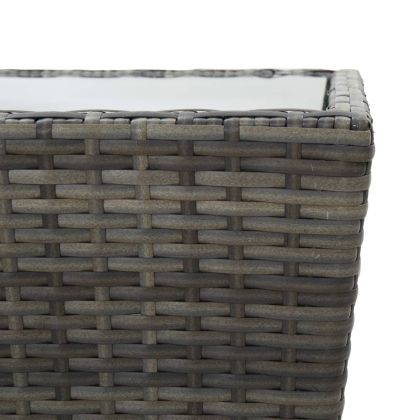 Бистро комплект, 3 части, полиратан и закалено стъкло, сив