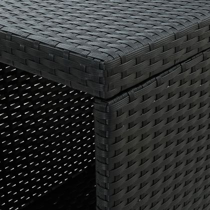 Градински бар комплект от 3 части с възглавници черен полиратан