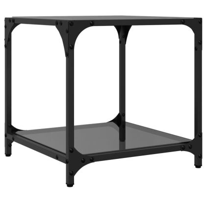 Маси за кафе с черен стъклен плот 2 бр 40x40x40 см стомана