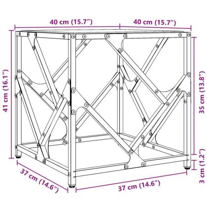 Маса за кафе с прозрачен стъклен плот 40x40x41 см стомана