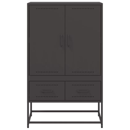 Висок шкаф, черен, 68x39x111,5 см, стомана