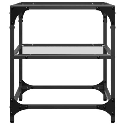 Маса за кафе с прозрачен стъклен плот 40x40x45 см стомана