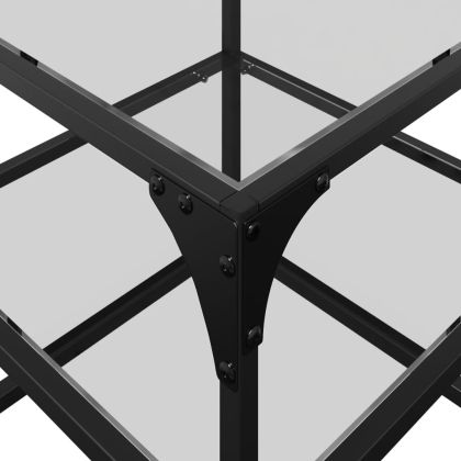 Маса за кафе с прозрачен стъклен плот 40x40x45 см стомана