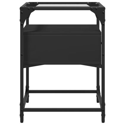 Нощни шкафчета, 2 бр, черни, 40x40x55 см, инженерно дърво