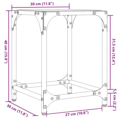 Маса за кафе с прозрачен стъклен плот 30x30x40 см стомана