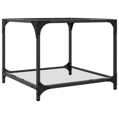 Маси за кафе с прозрачен стъклен плот 2 бр 50x50x40 см стомана