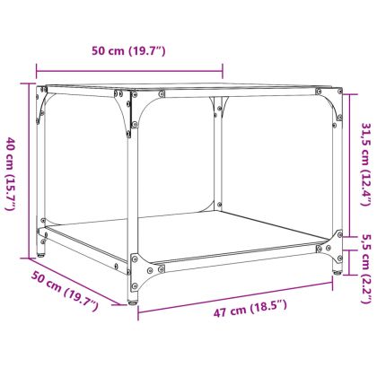 Маси за кафе с прозрачен стъклен плот 2 бр 50x50x40 см стомана