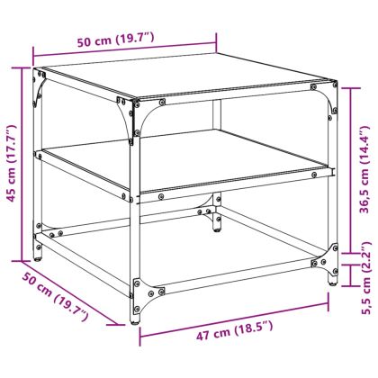 Маси за кафе с черен стъклен плот 2 бр 50x50x45 см стомана