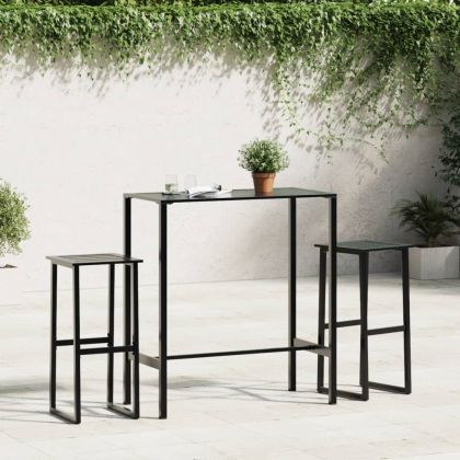Бар табуретки 2 бр черни 38x38x80 см прахово боядисана стомана