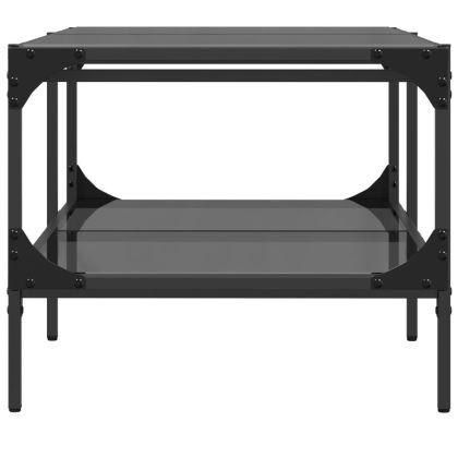 Маса за кафе с черен стъклен плот 98,5x50x45 см стомана