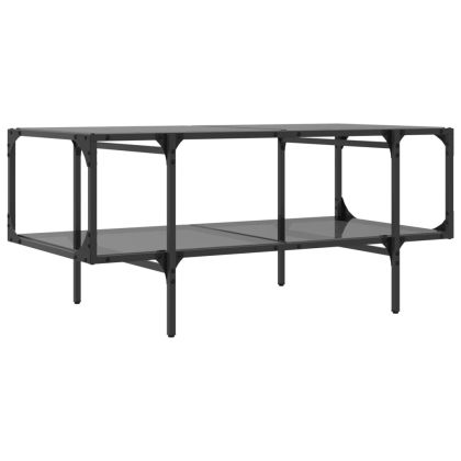 Маса за кафе с черен стъклен плот 98,5x50x45 см стомана