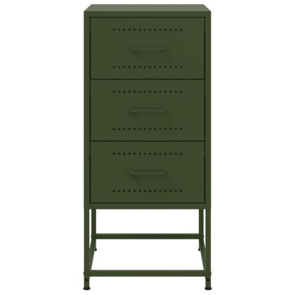 Нощно шкафче, маслиненозелено, 36x39x78 см, стомана