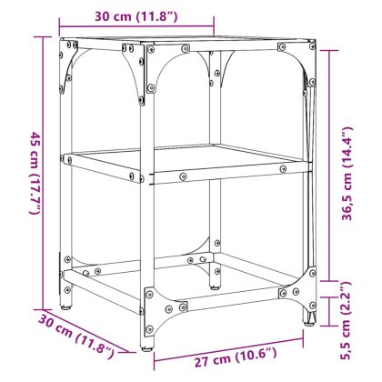 Маса за кафе с прозрачен стъклен плот 30x30x45 см стомана