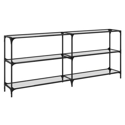 Конзолна маса с прозрачен стъклен плот 194,5x30x81 см стомана