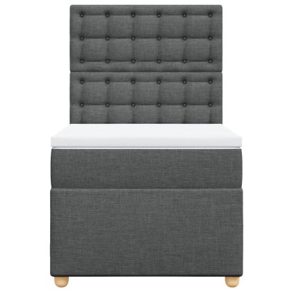 Боксспринг легло с матрак, тъмносив, 90x190 см, плат