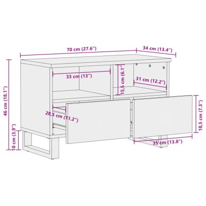 ТВ шкаф, 70x34x46 см, акациево дърво масив