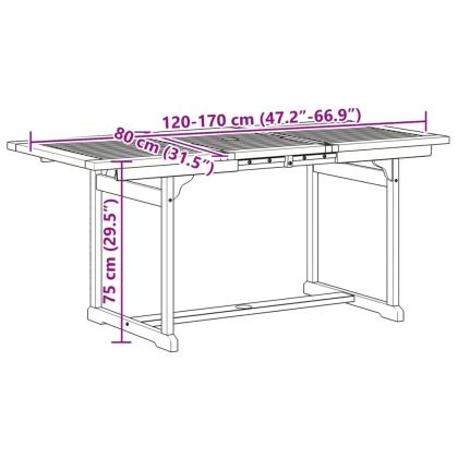 Градински трапезен комплект, 7 части, акация масив и textilene