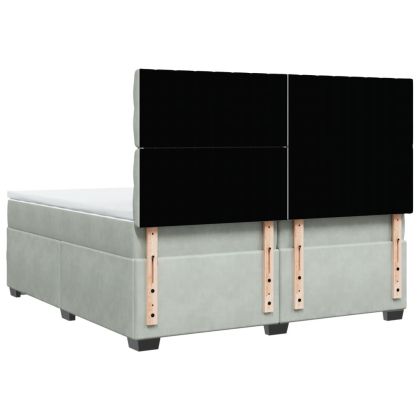 Боксспринг легло с матрак, светлосиво, 200x200 см, кадифе