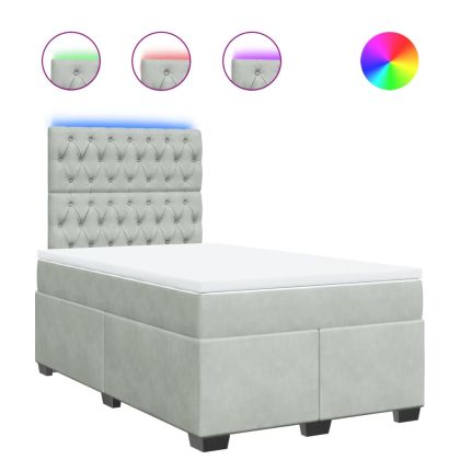 Боксспринг легло с матрак, светлосиво, 120x200 см, кадифе