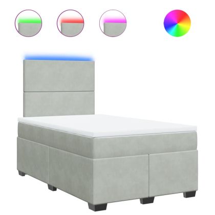 Боксспринг легло с матрак, светлосиво, 120x200 см, кадифе