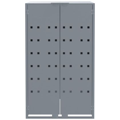 Навес за 2 коша на колела, сив, 138x79x117 см, стомана