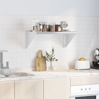 Стенен рафт, 75x45x31 см, сребрист, неръждаема стомана