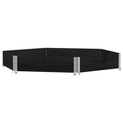 Повдигната леха, шестоъгълна, черна, 160x160 см, масивен бор