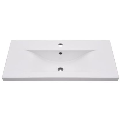 Комплект мебели за баня от 2 части, керамика и инженерно дърво