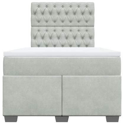 Боксспринг легло с матрак, светлосиво, 120x200 см, кадифе