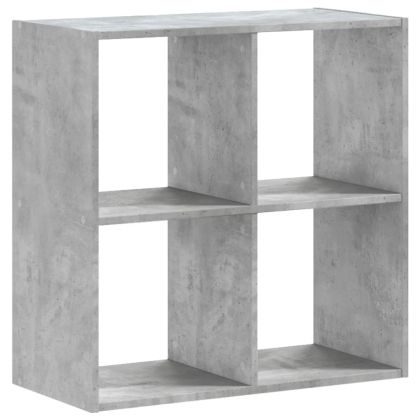 Библиотека, бетонно сива, 68,5x32x68,5 см, инженерно дърво