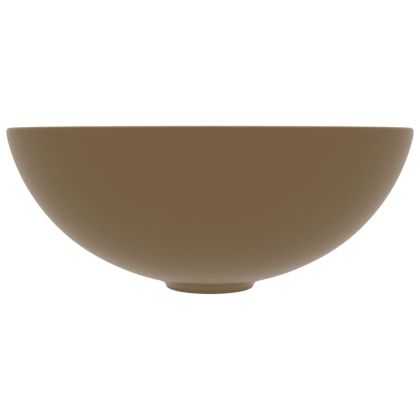 Керамична мивка за баня, матово кремава, кръгла