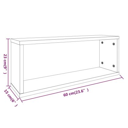 Стенни рафтове, 4 бр, Кафяв дъб, 60x15x23 см, инженерно дърво