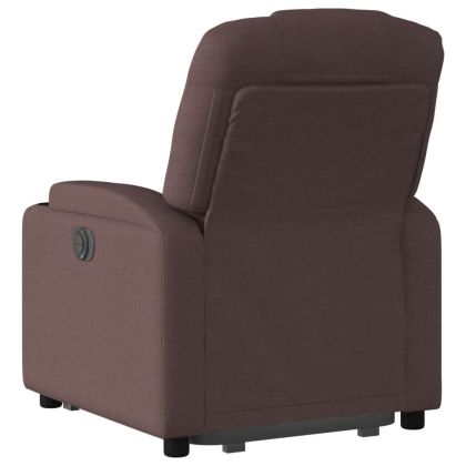 Електрически изправящ реклайнер стол, тъмнокафяв, текстил