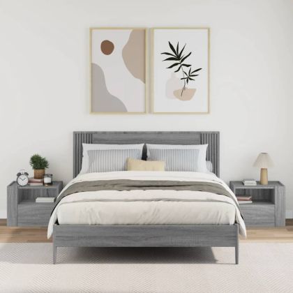 Нощни шкафчета за стенен монтаж, 2 бр, сив сонома, 45x30x35 см