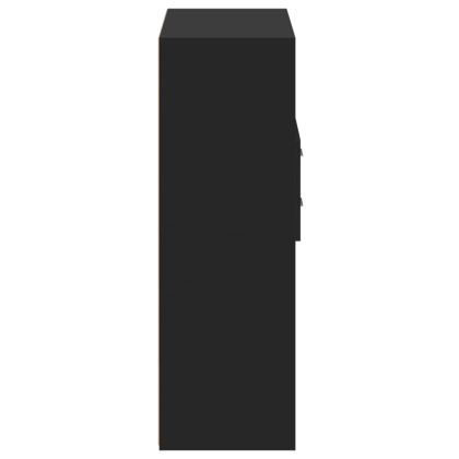 Висок шкаф, черен, 80x42,5x124 см, инженерно дърво