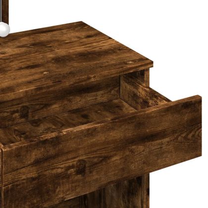 Тоалетка с LED, опушен дъб, 100x40x130 см