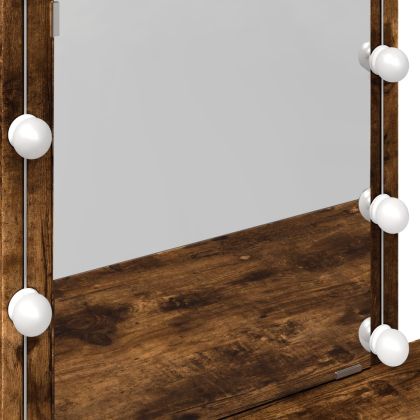 Тоалетка с LED, опушен дъб, 100x40x130 см