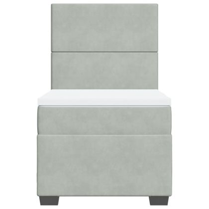 Боксспринг легло с матрак, светлосиво, 80x200 см, кадифе