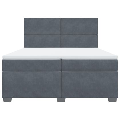 Боксспринг легло с матрак, тъмносиво, 200x200 см, кадифе