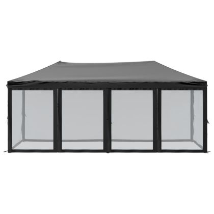 Сгъваема парти палатка със странични стени, черна, 3x6 м